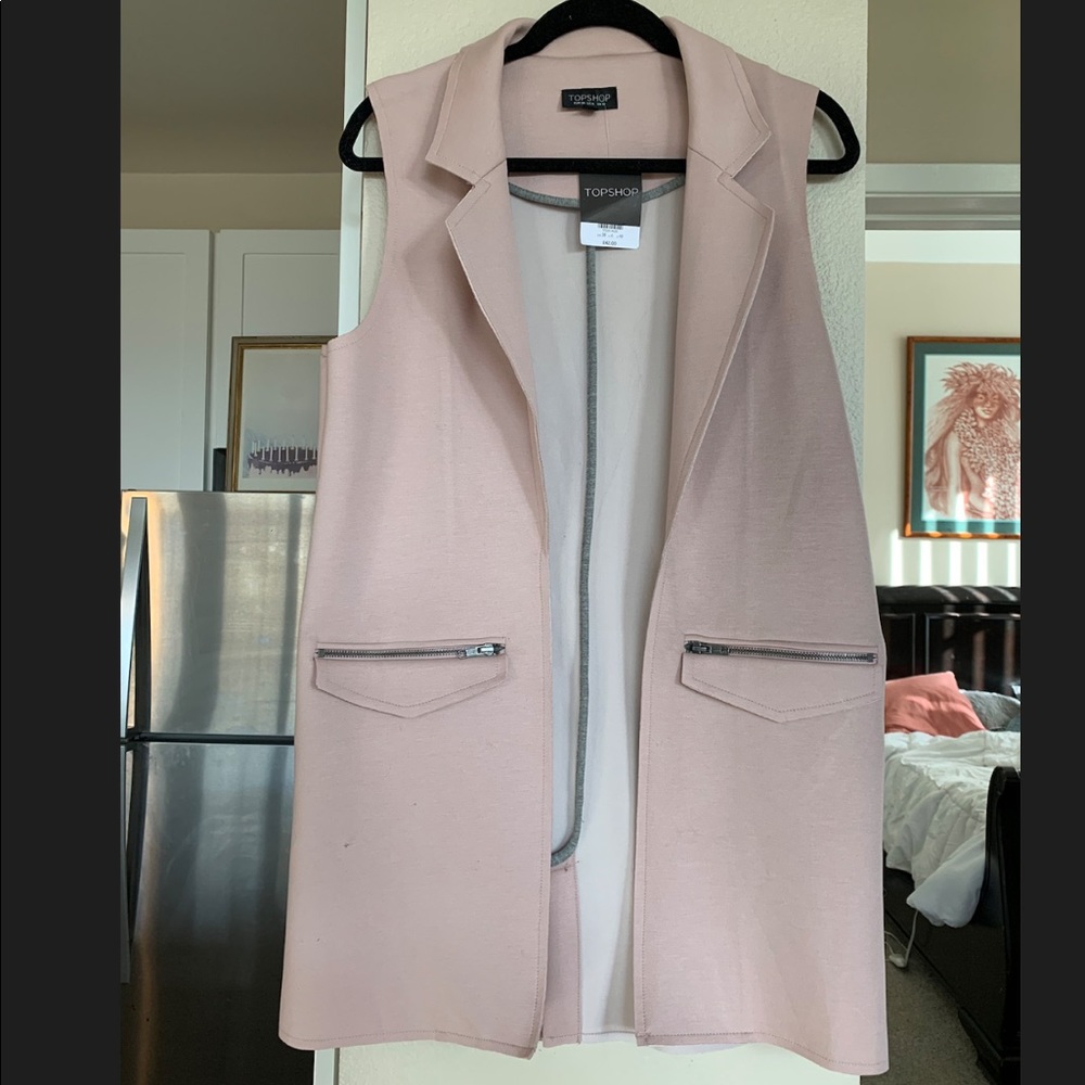 NWT Blush Pink sleeveless jacket  vest TOPSHOP